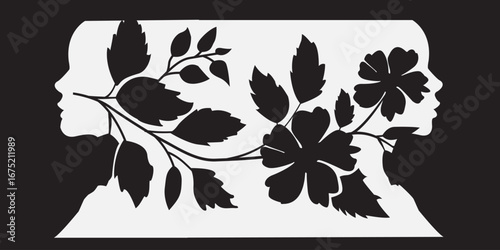 Minimalist Art of a Female Illustrator with a Flowing Abstract Floral Design for a banner, Blog Header or Poster.