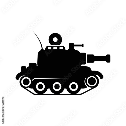 Black silhouette icon of a radio-controlled toy tank