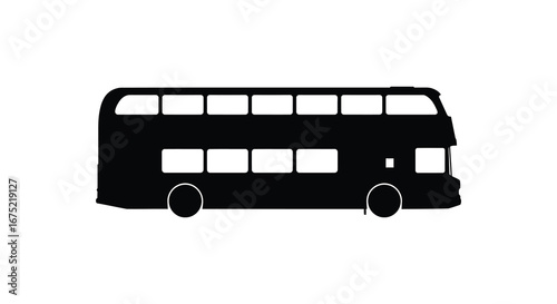 Double decker bus silhouette on white background