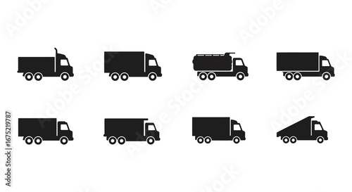 Collection of various truck silhouettes in different styles and positions
