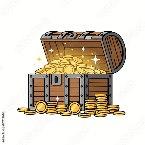 Treasure chest full of gold coins