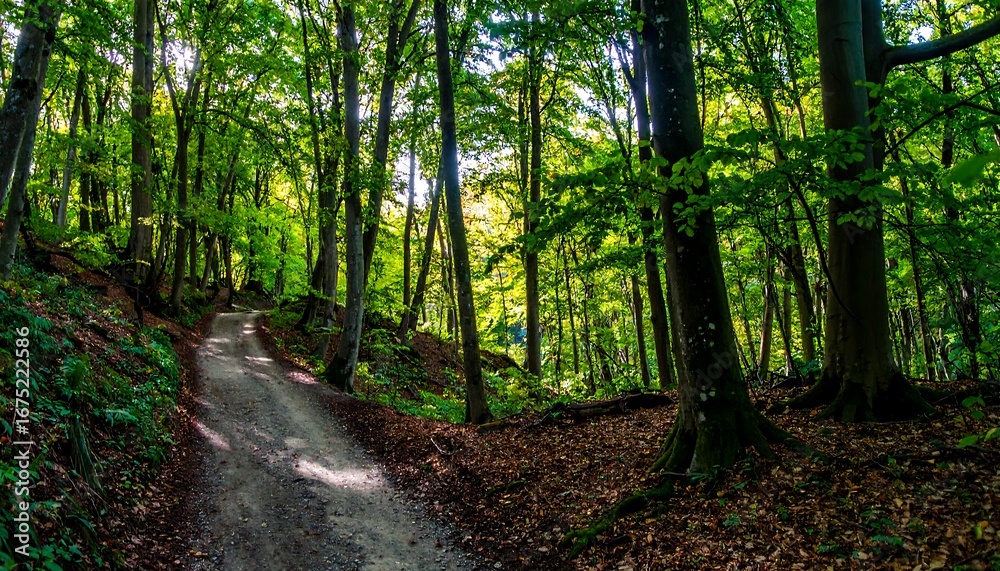 Obraz premium Sunlit forest path (1)