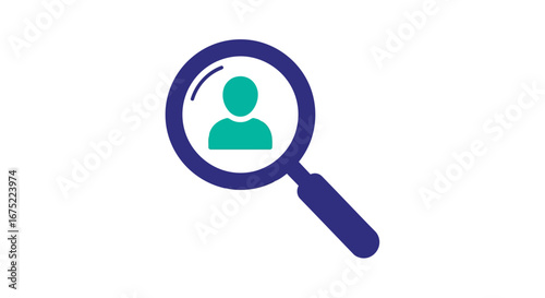 Vector illustration of magnifying glass searching for a person