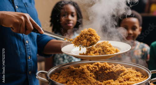 Authentic Jollof Rice Shared During a Warm Festive Celebration