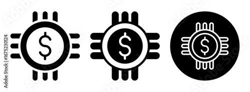 Digital Money Icon Collection Glyph & Mixed Style