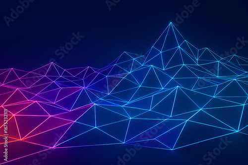 Neon Polygon Mesh Abstract