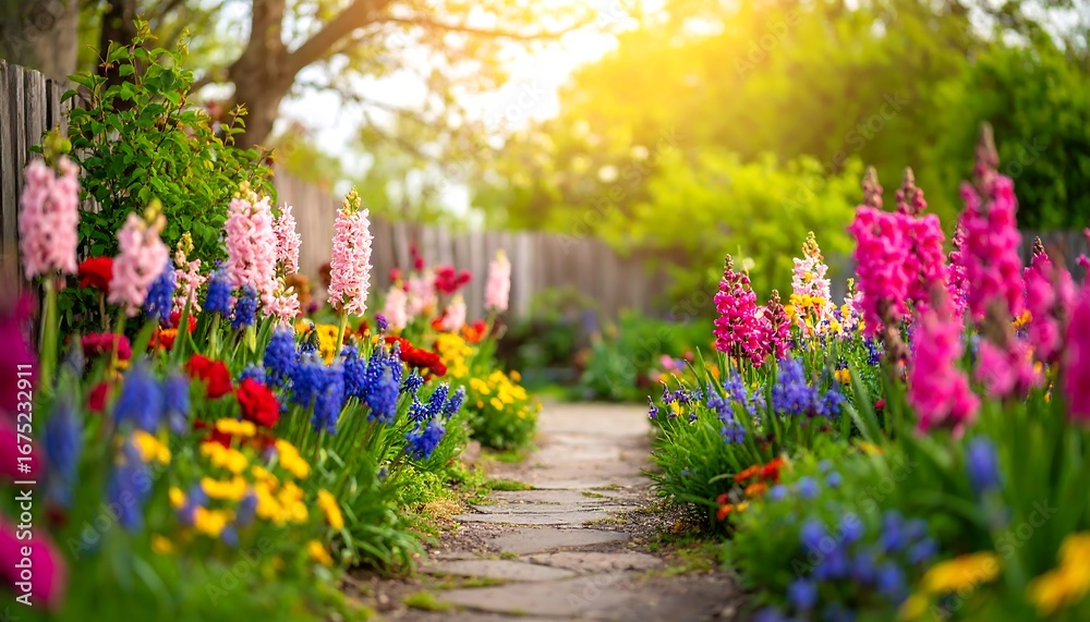 Obraz premium Colorful garden path in spring