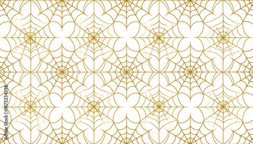  Halloween wrapping paper with geometric spiderwebs in metallic gold