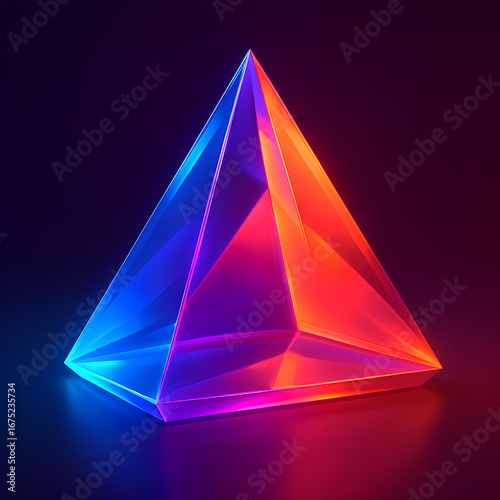 Neon Crystal Pyramid Abstract