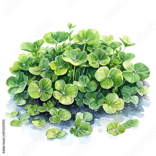 Spring Dew, watercolor painting vector, isolated on a white background.
