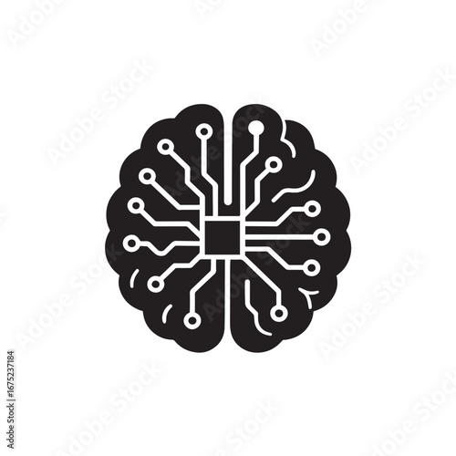 a black and white vector ai brain