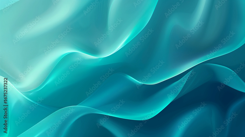 Obraz premium Soft gradient textures transition from deep blue to vibrant turquoise, creating an abstract design that exudes serenity and professionalism, ideal for modern digital use