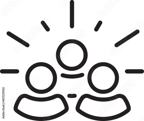 People excited happy icon line stroke outline team unity win pictogram linear thin friends group
