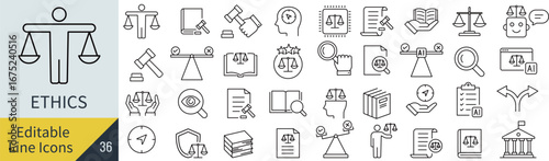 線の編集ができる倫理に関するアイコンセット（アウトライン化していない）

