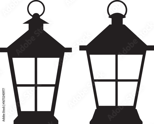 Two vintage lanterns silhouette