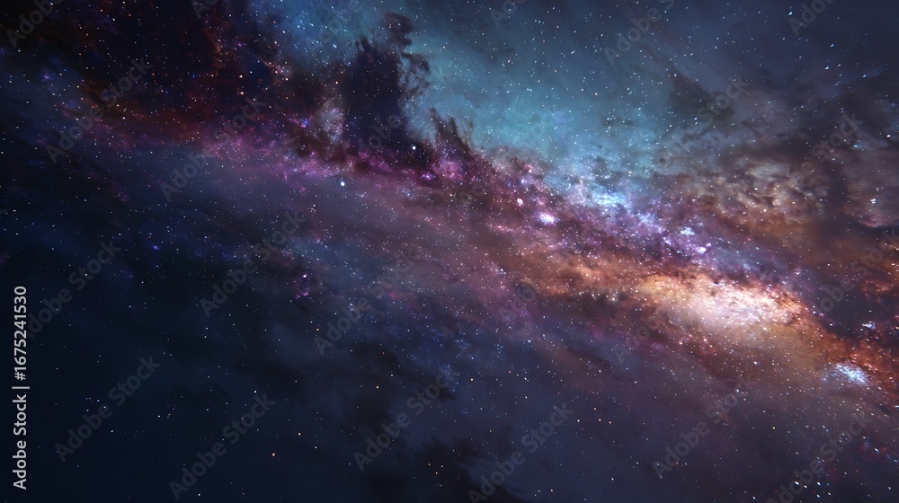 Fototapeta premium A galaxy with stars and clouds in space background