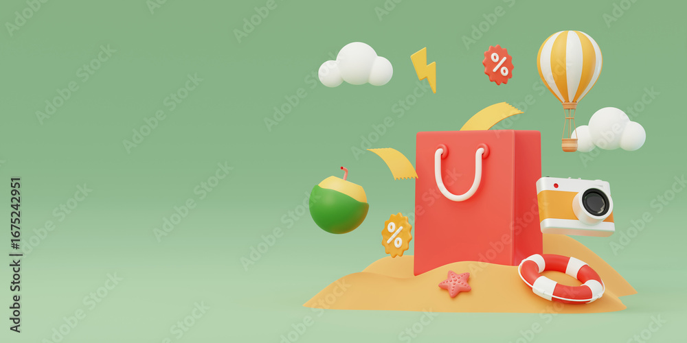 Fototapeta premium Travel vacation Beach Beach Relaxation Leisure 3D