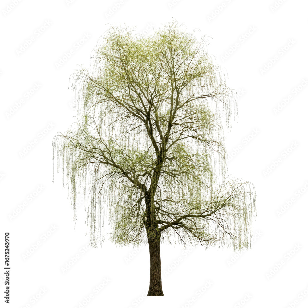 Obraz premium weeping willow tree serene majesty of springs gentle awakening