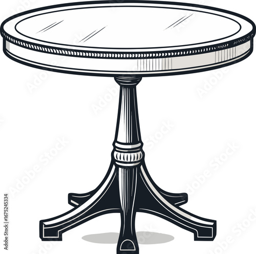 Minimalist Round Table Illustration