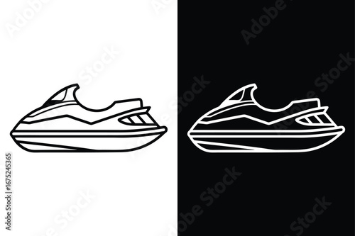 Jet-Ski Line Icon Vector. Simple Stroke Water Sports Illustration