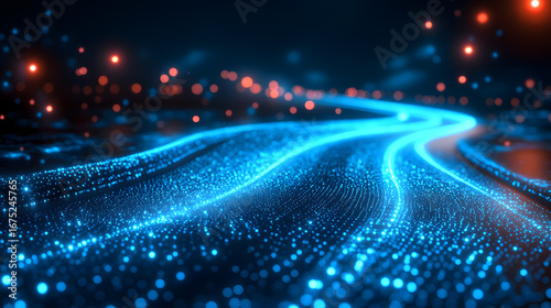 Abstract design representing AI-driven smart city governance, where artificial intelligence analyzes citizen feedback and monitors public services to create accountable urban management