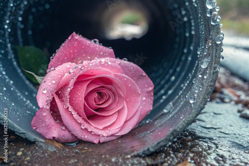 red rose with water drops