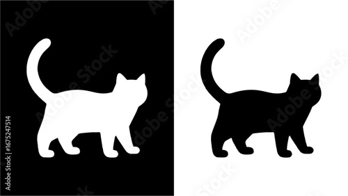 Black Cat Silhouette on White Background