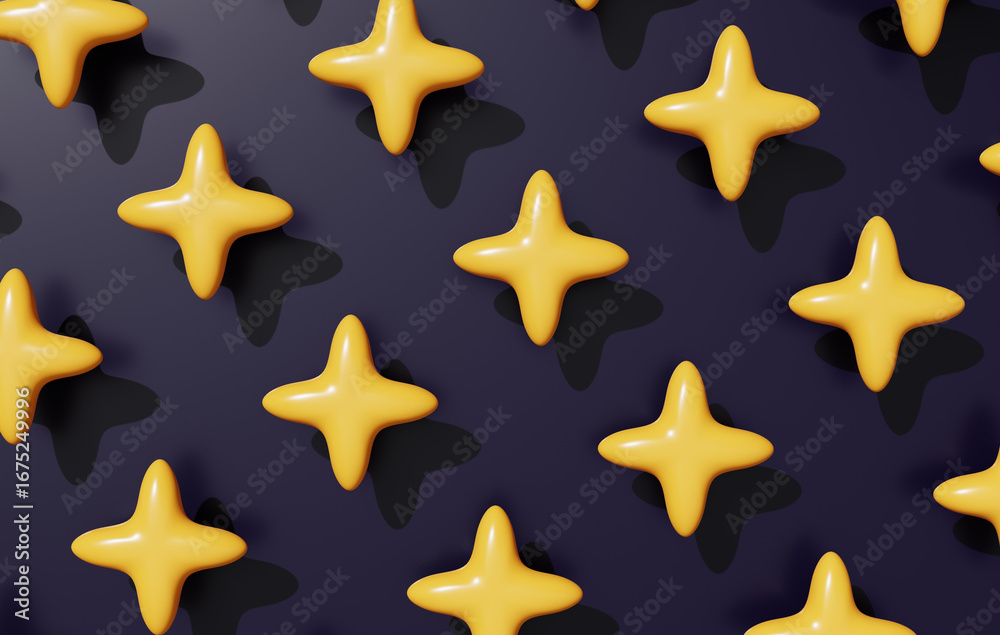 Obraz premium Auxiliary elements embellish four-pointed star material 3D