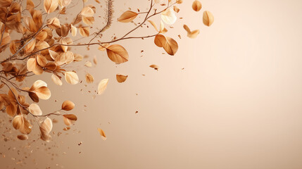 Elegant autumn dried floral frame background with neutral tones
