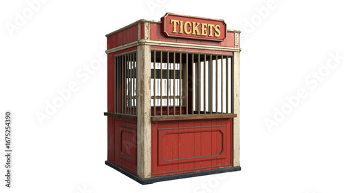 Detailed Vintage Ticket Booth Structure with Golden Text for Amusement Park