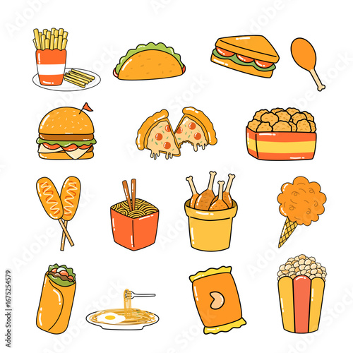 Vector set of fast food clipart