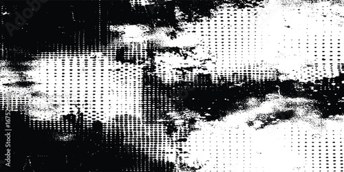 Abstract design with halftone dots background and texture background with a distressed design this vector design are dirty and scratches frame. Dust particle and dust grain texture .	

