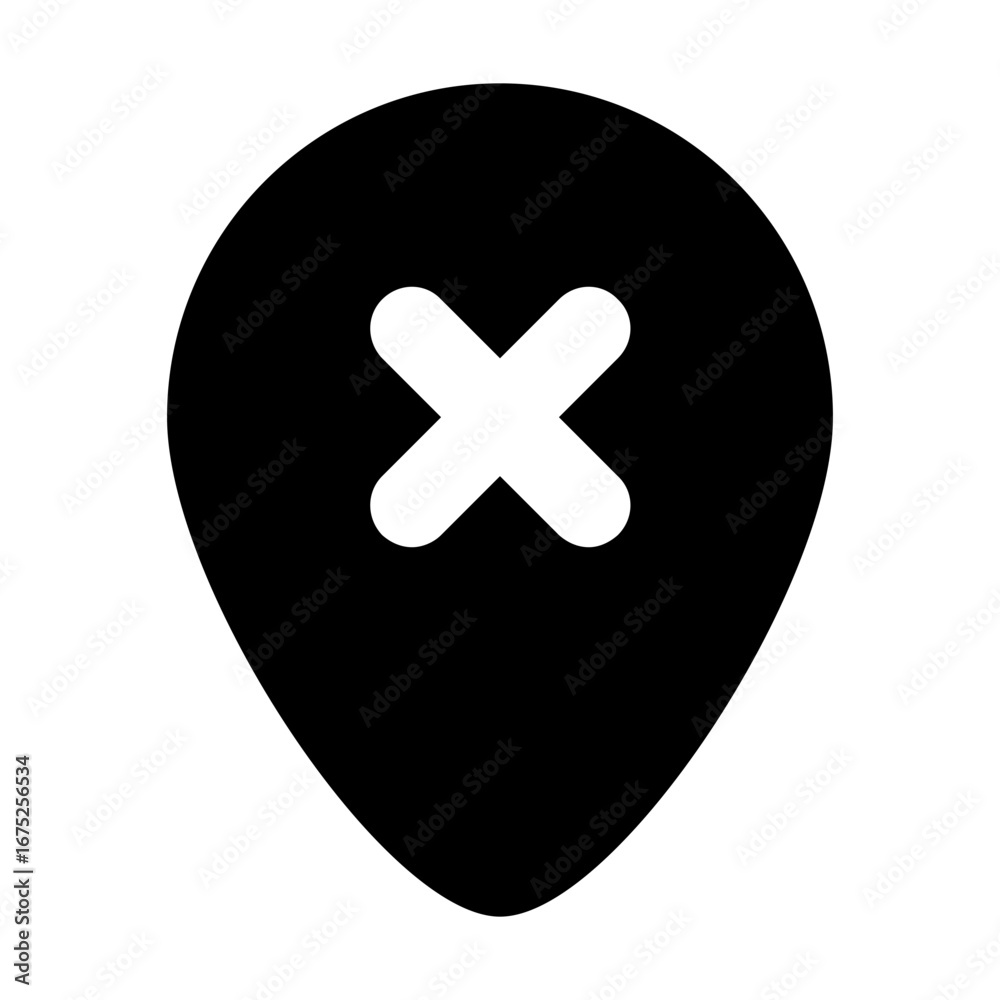 Fototapeta premium Wrong Pin Filled Icon