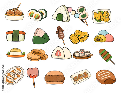 japanese food vector set illustration