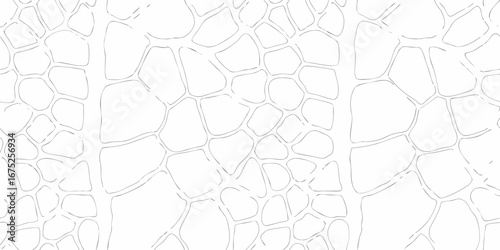 Abstract organic pattern of irregular polygons with thin grey outlines on a white background