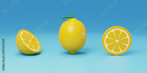 Lemon fruit sourness supplement vitamin C Lemon slices 3D