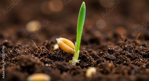 Wheat Germination A Close-Up View of New Life Emerging from the Soil