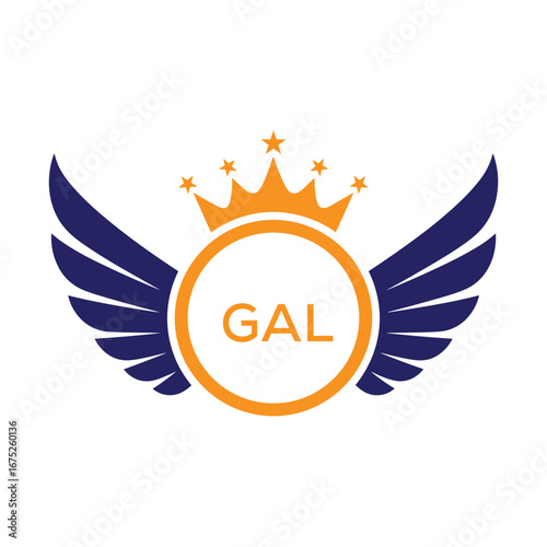 GAL Winged Crown Company logo. GAL Luxury Royal Company logo design for entrepreneur and business. GAL Brand Identity best icon.
