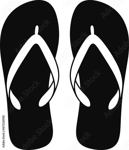 Black Silhouette of a Pair of Flip Flop Sandals  flip flops footwear