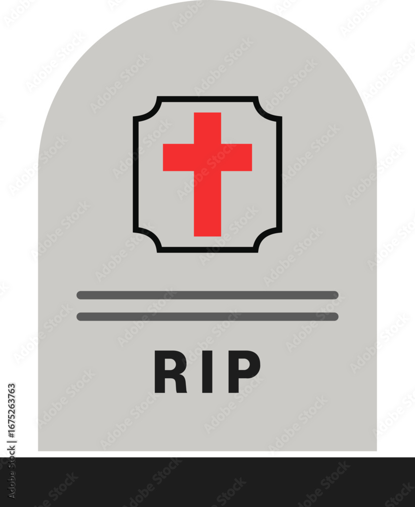 Fototapeta premium Tombstone with Cross and RIP