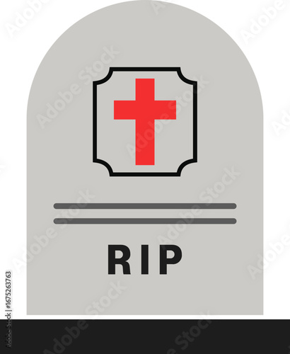 Tombstone with Cross and RIP