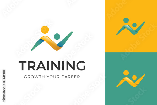 Training Coaching Logo Icon Design with Abstract Human Symbol for Career Growth, Personal Development, and Business Coaching Brand Identity