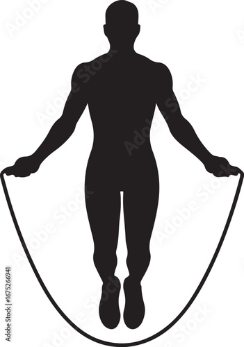 Vector art of man jumping rope