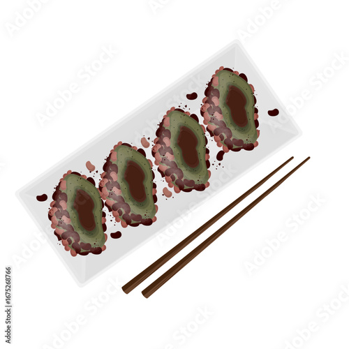 Vector Illustration Logo Clipart Omegi tteok with Red Bean Paste 