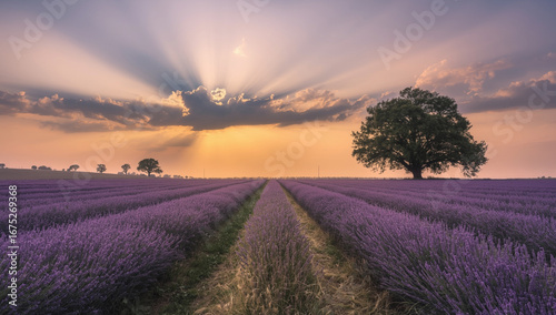 lavender field in the morning