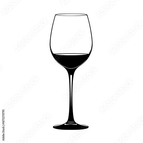 Illustration of a wine glass containing a small amount of dark liquid