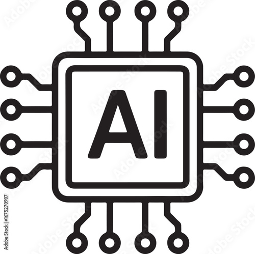 Artificial intelligence icon, sign, logo
