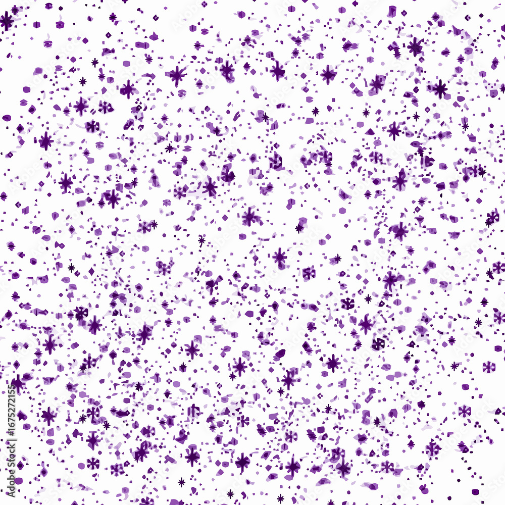 Fototapeta premium Seamless floral confetti splash on an abstract violet background with stars