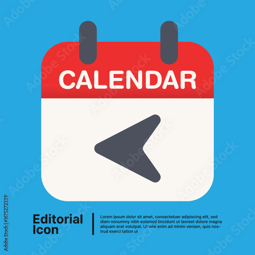Modern flat design calendar icon featuring a backward arrow, ideal for scheduling and date selection interfaces