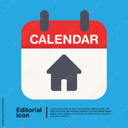 Home schedule and planning calendar icon. Vector graphic for managing appointments and deadlines